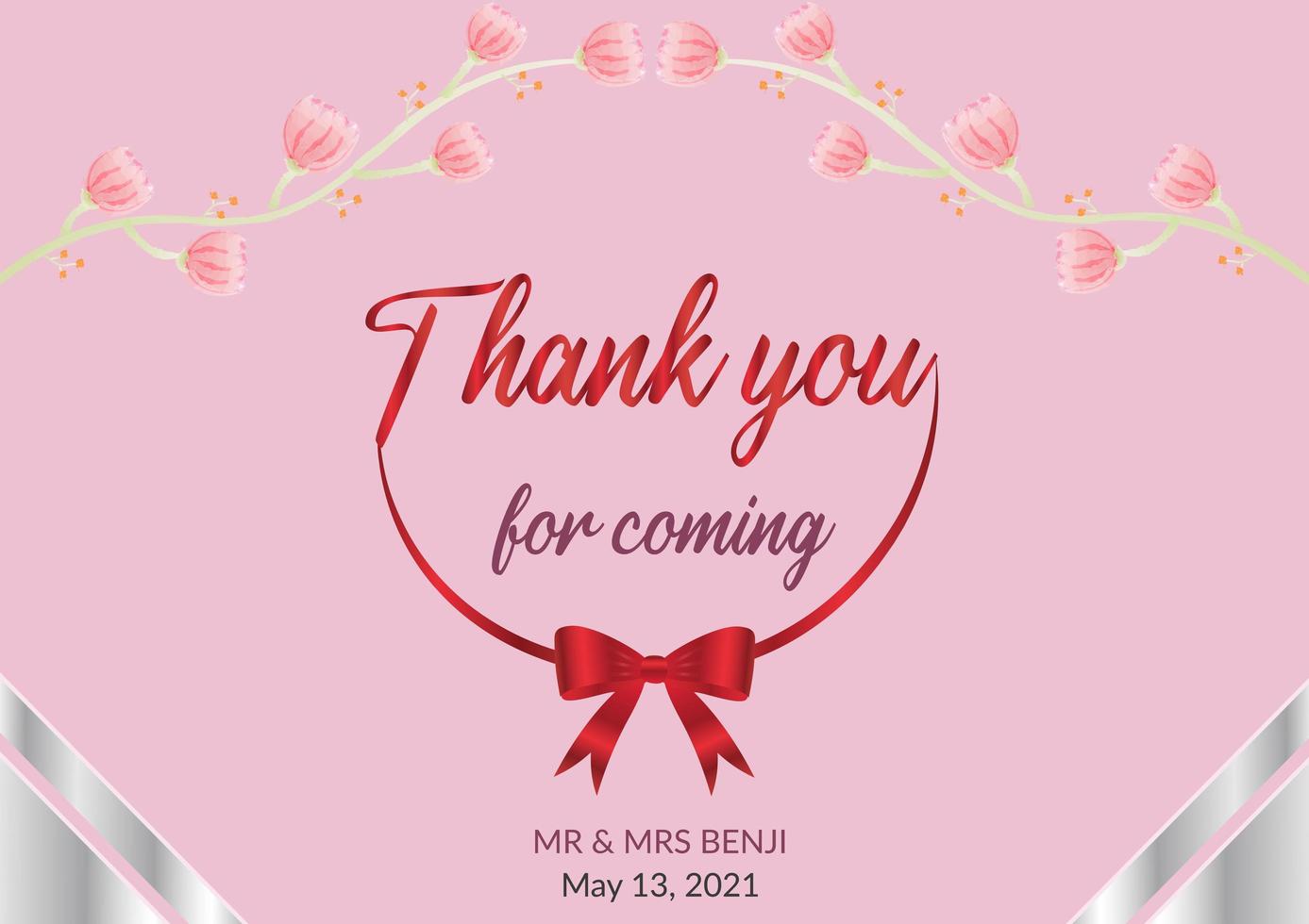 Wedding thank you card. Thank you for coming wedding card. vector