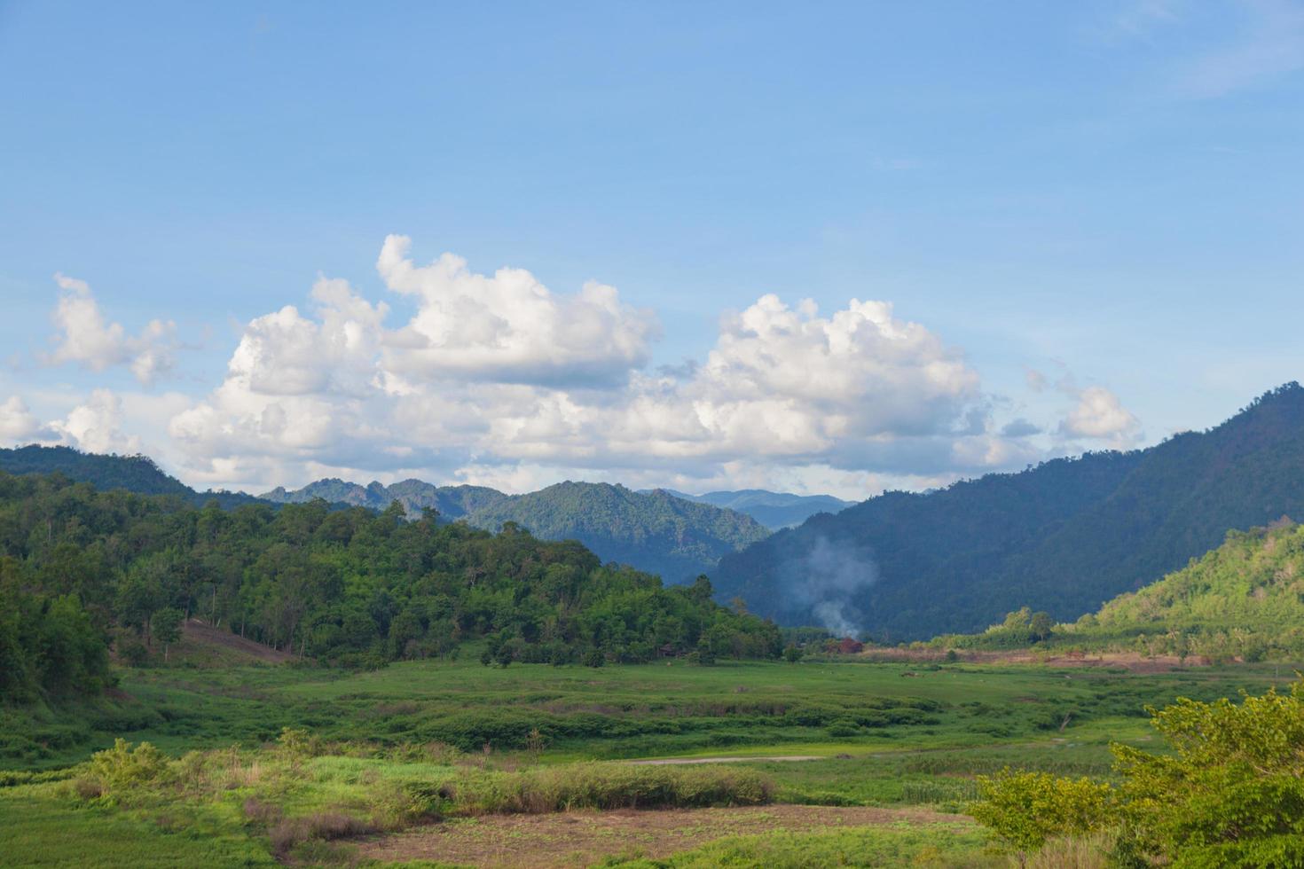 Forest-covered mountains in Thailand photo