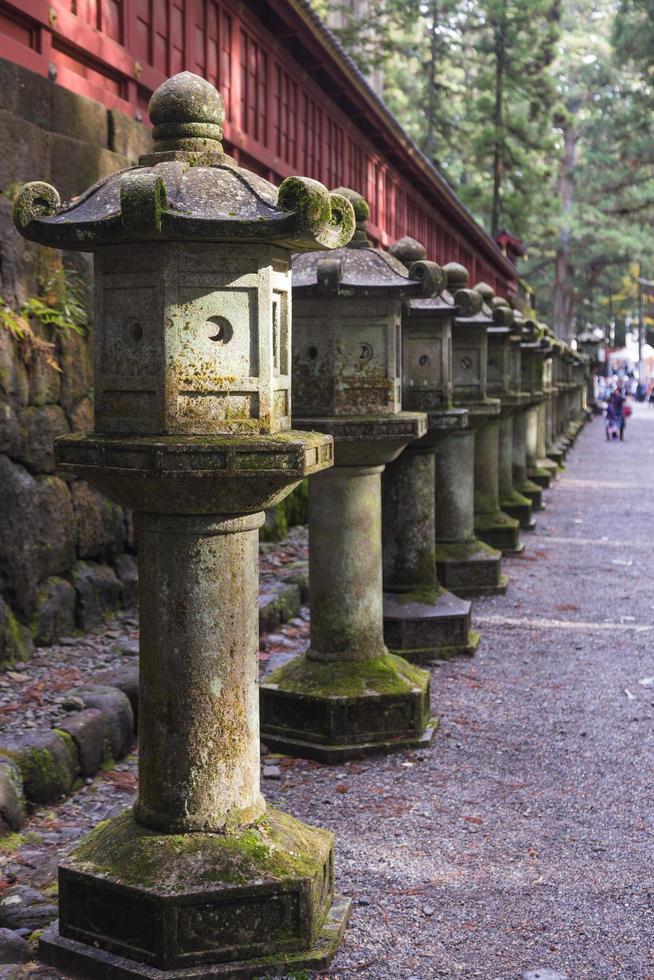 Ancient stone lanterns in Japan photo