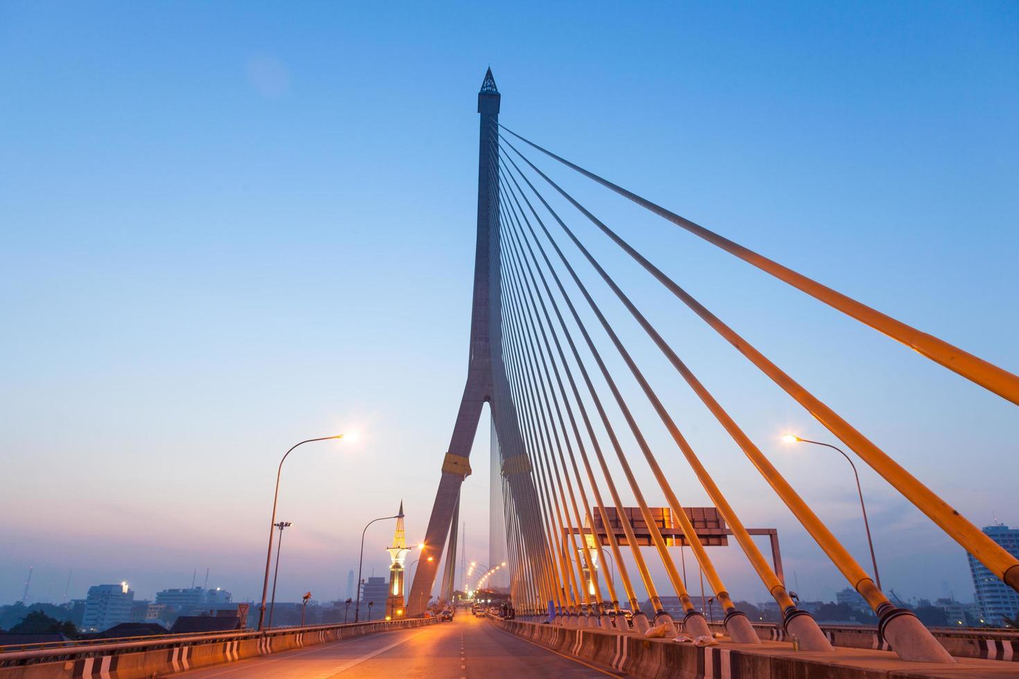 Rama VIII Bridge in Bangkok at sunrise photo