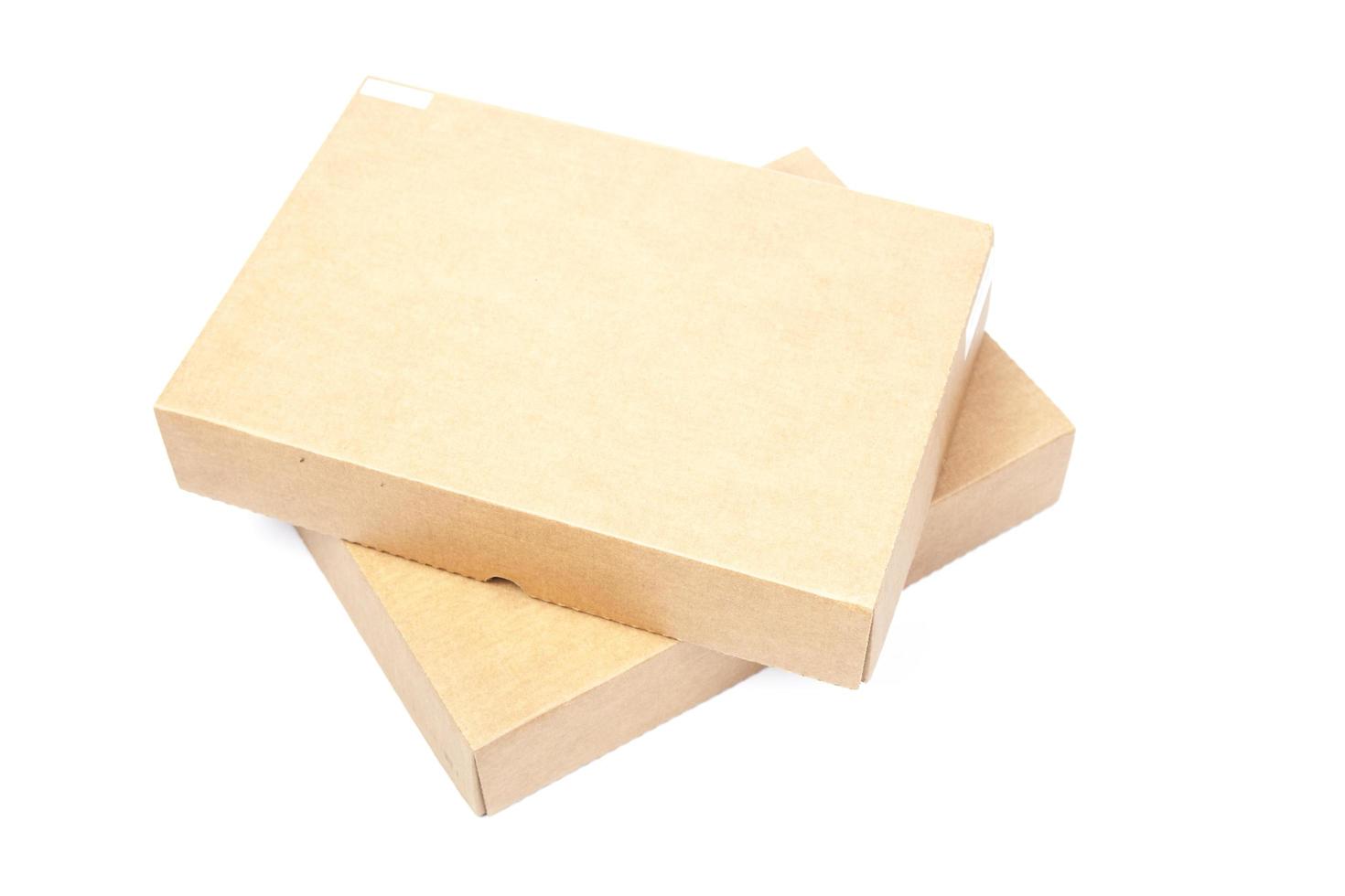 Brown paper boxes on white background photo