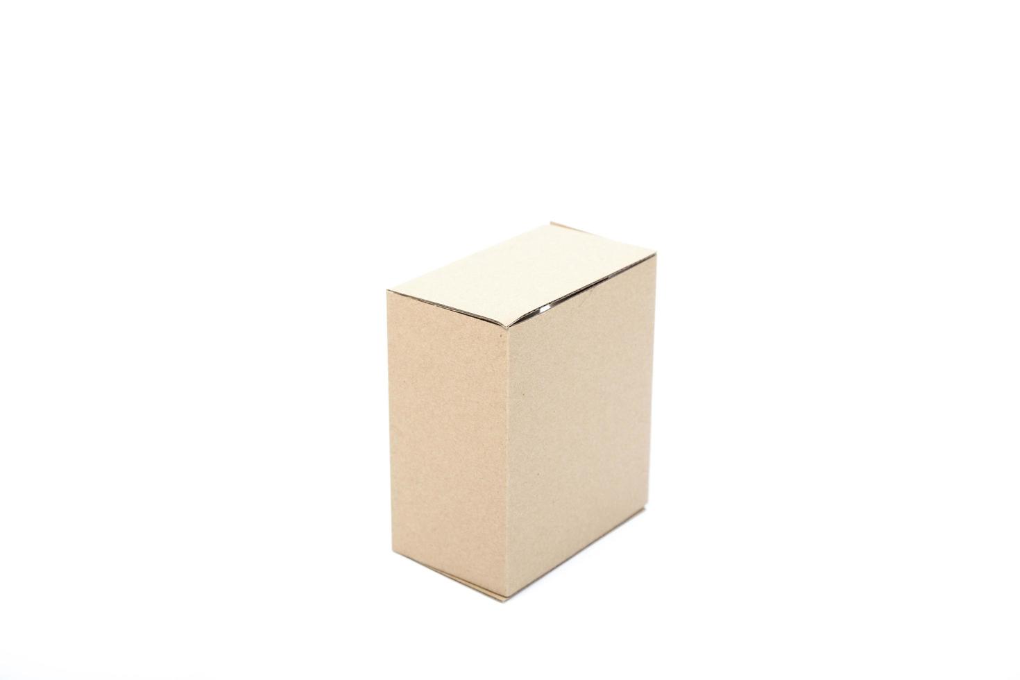 Brown paper box on white background photo