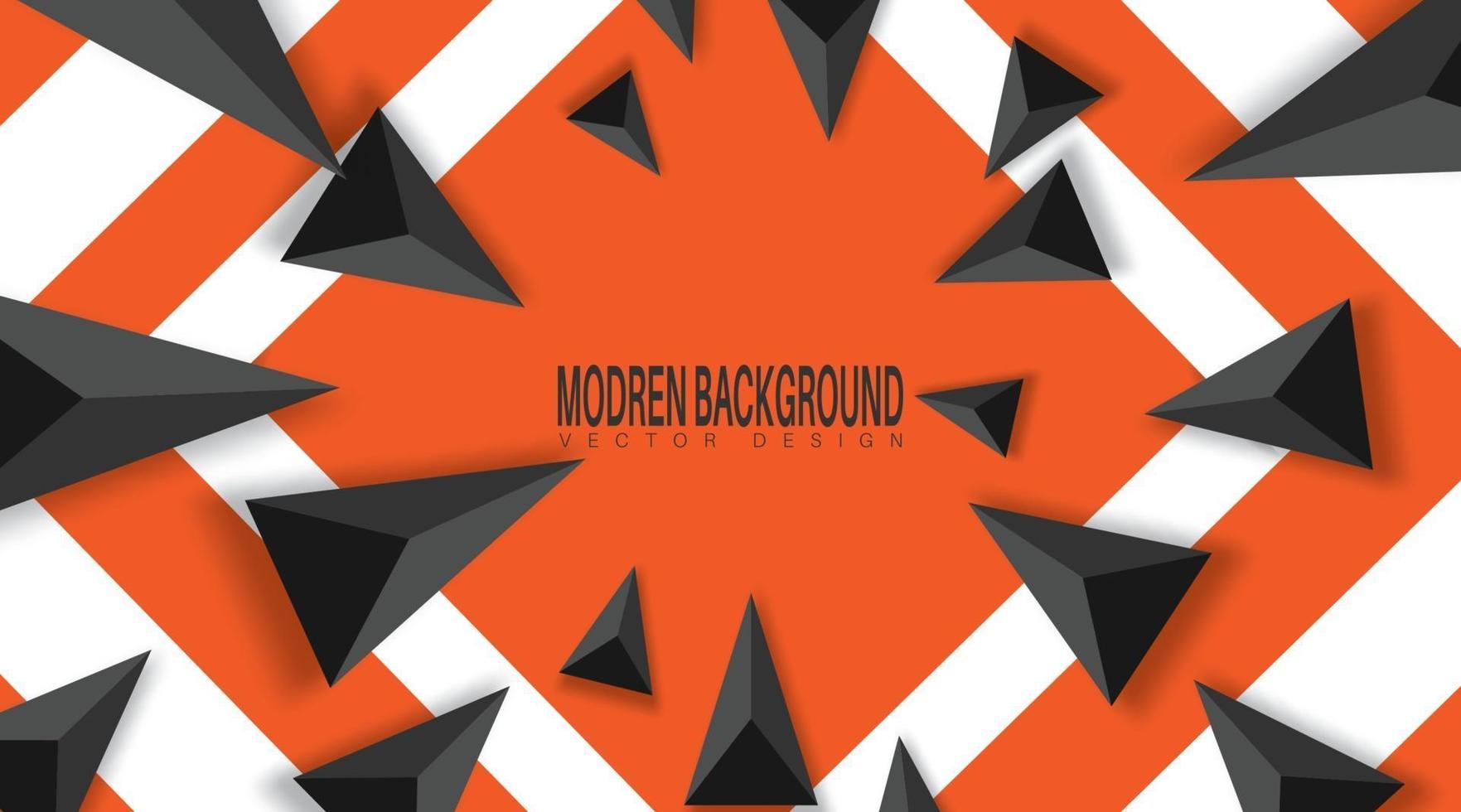 Abstract Background with Black Triangles . Realistic and 3D. Vector illustration on orange background.