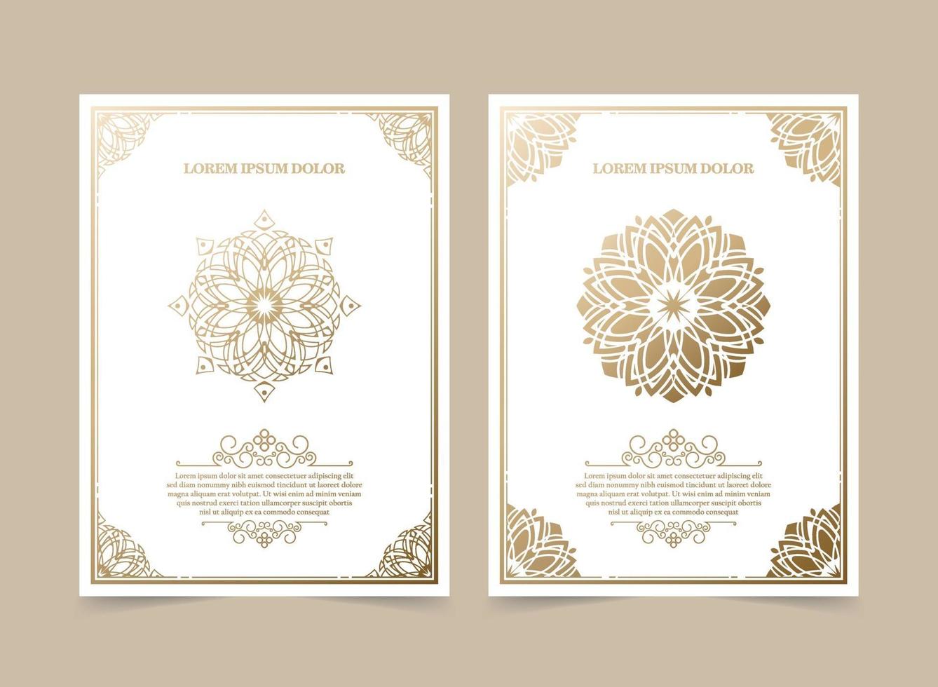 Vintage ornament greeting card vector template set