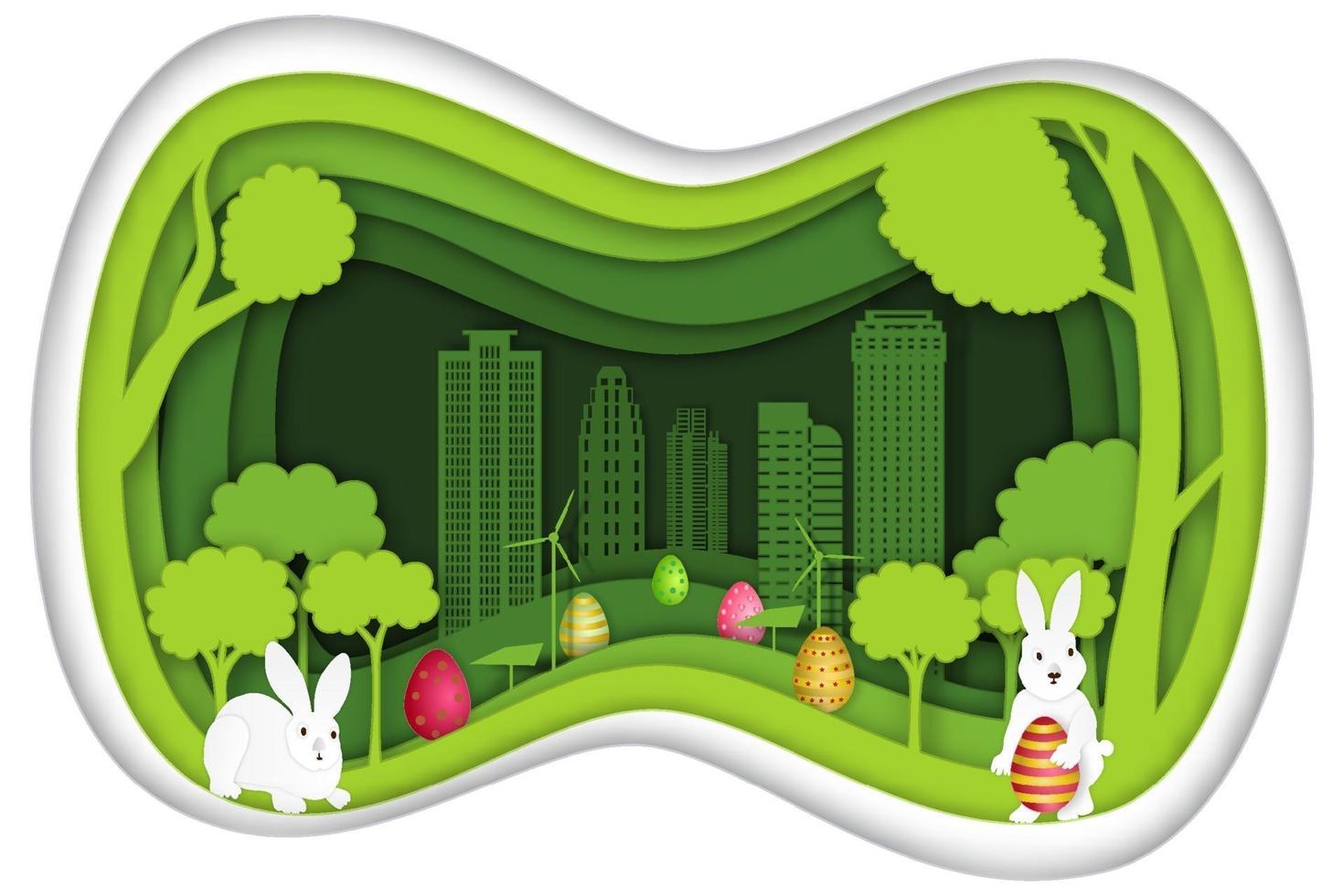 Paper art easter design vector