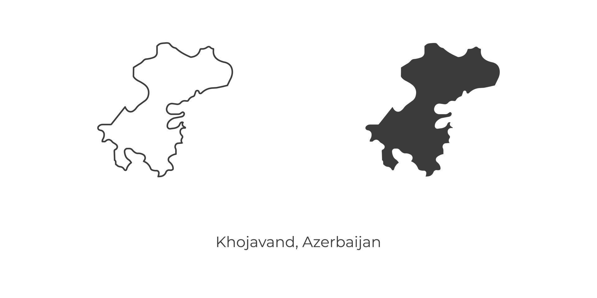 Simple vector illustration of Khojavand map, Azerbaijan.