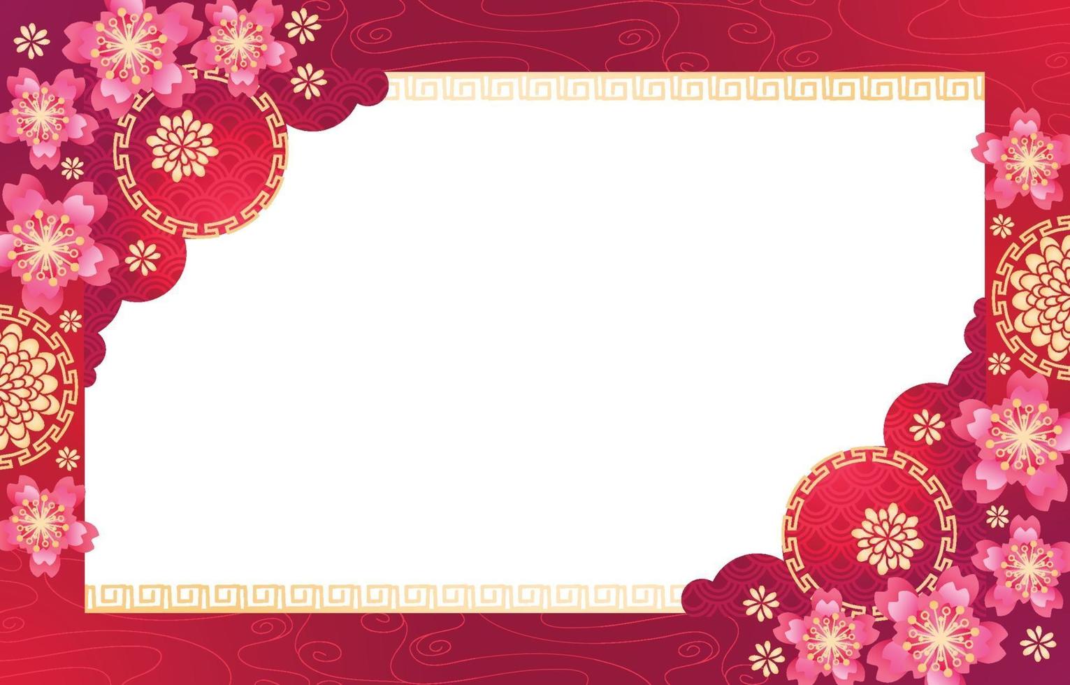 Chinese New Year Pink Floral with Red Background vector