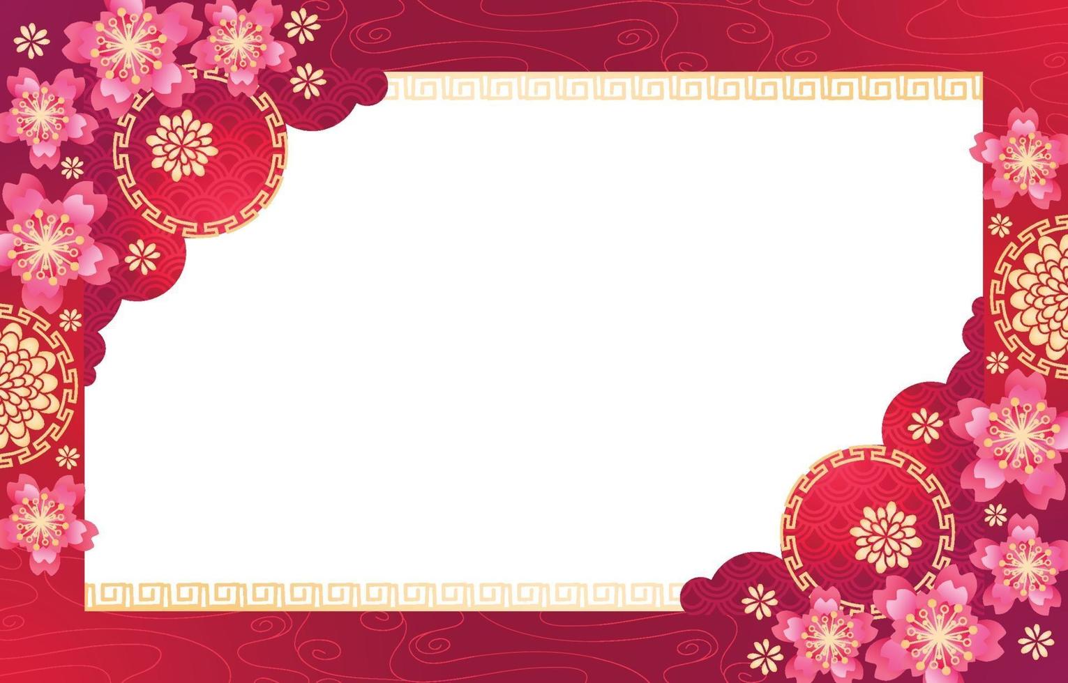 Chinese New Year Pink Floral with Red Background vector