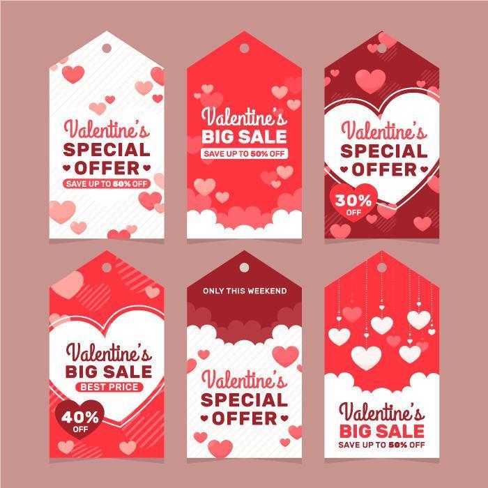 Valentine Day Promotion Tag Collection vector