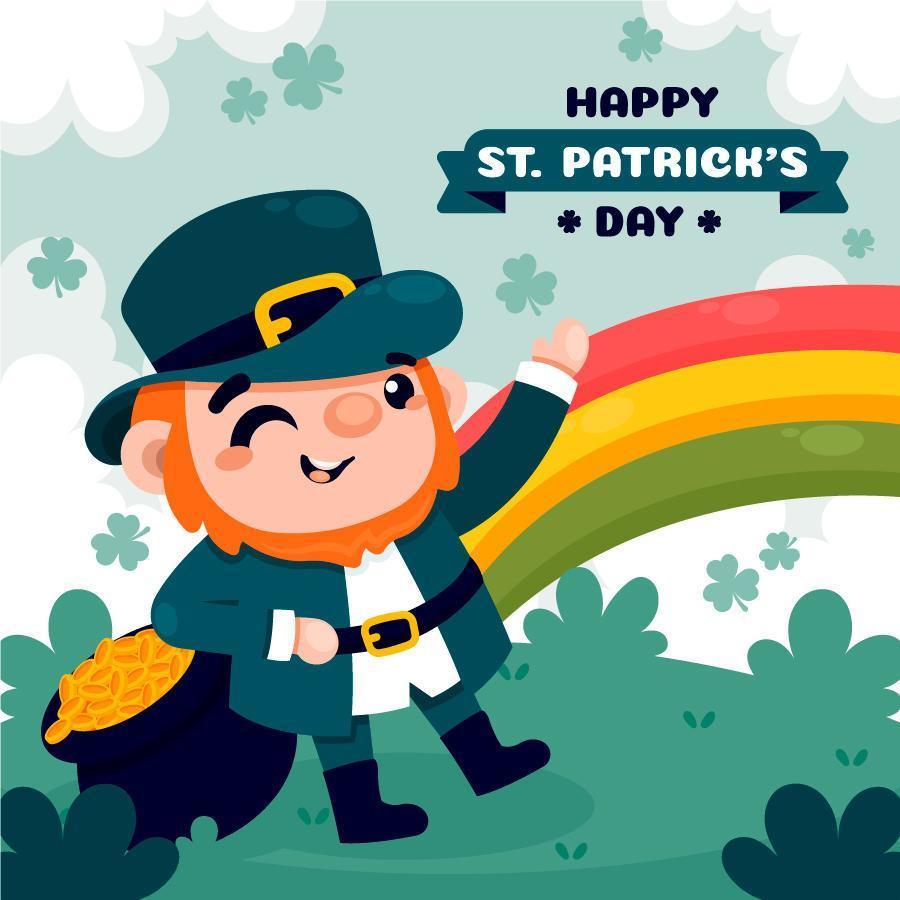 St Patrick S Day Greeting With Cute Leprechaun Vector Art At Vecteezy