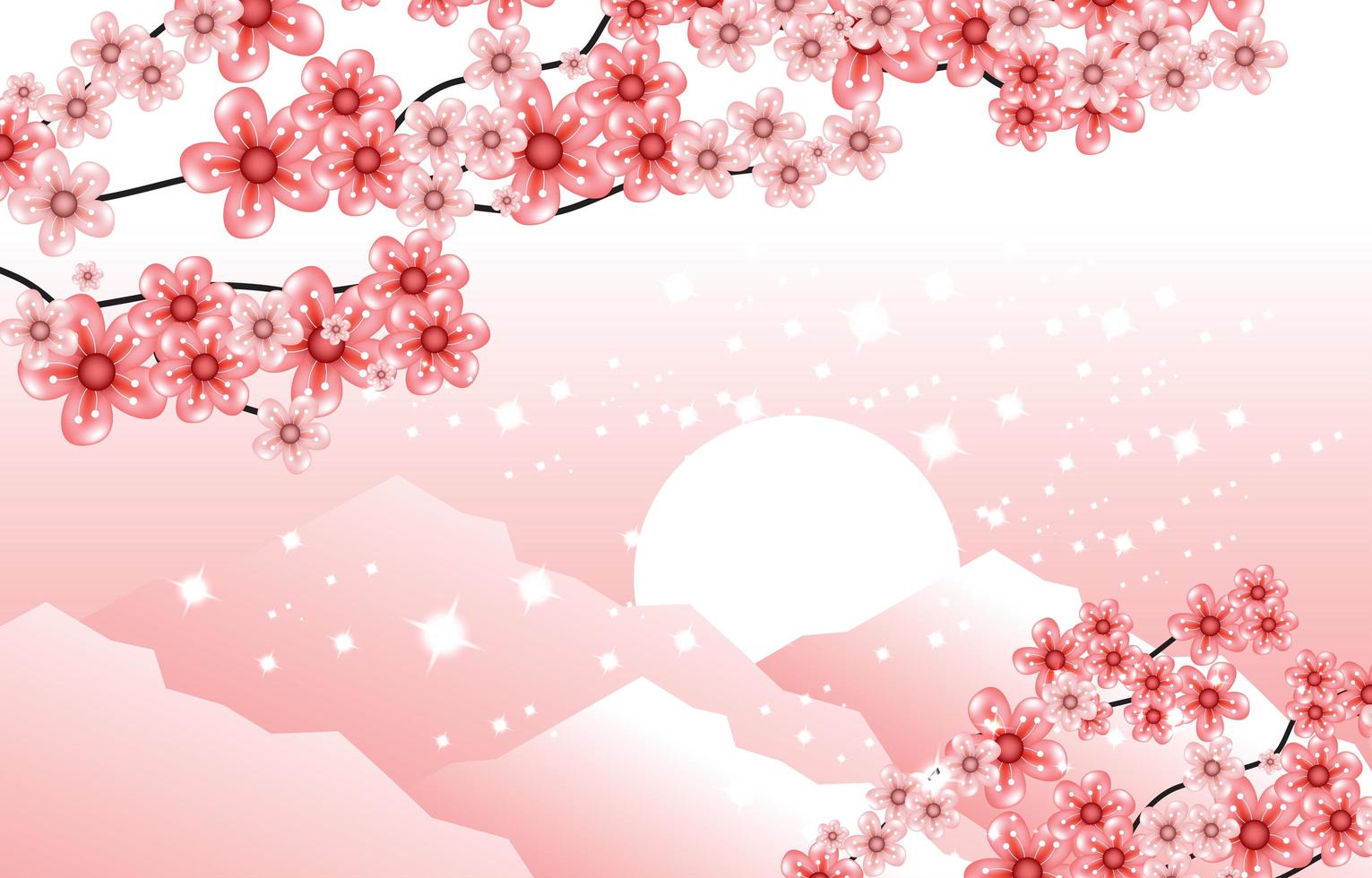 Cherry Blossom with Sparkling Background vector