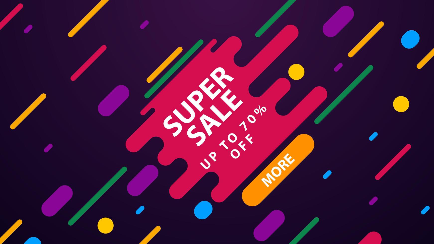 Sale banner template design, big sale special offer. Purple template with abstract shapes vector