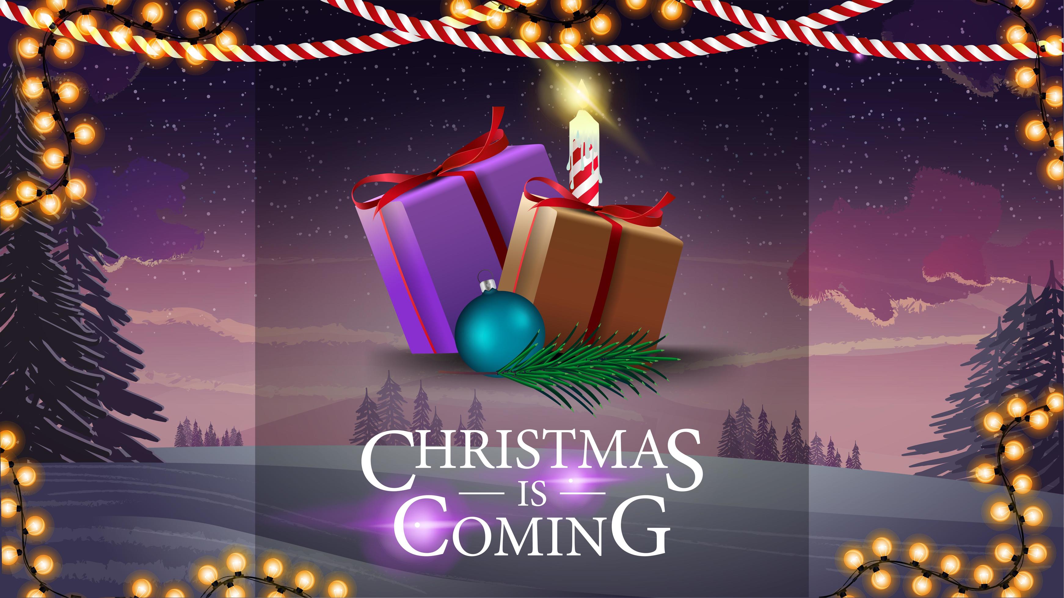 Banner christmas vector tree stars ribbons clipart graphics lettering vectors Christmas is coming, banner with presents. Postcard with beautiful winter landscape on