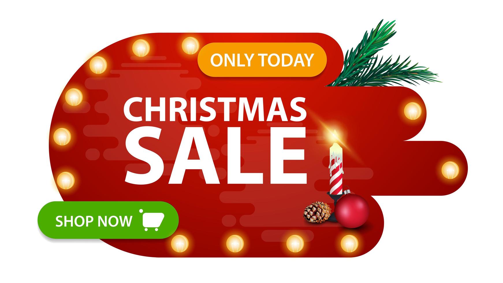 Christmas sale, modern abstract shape banner with Christmas candle vector