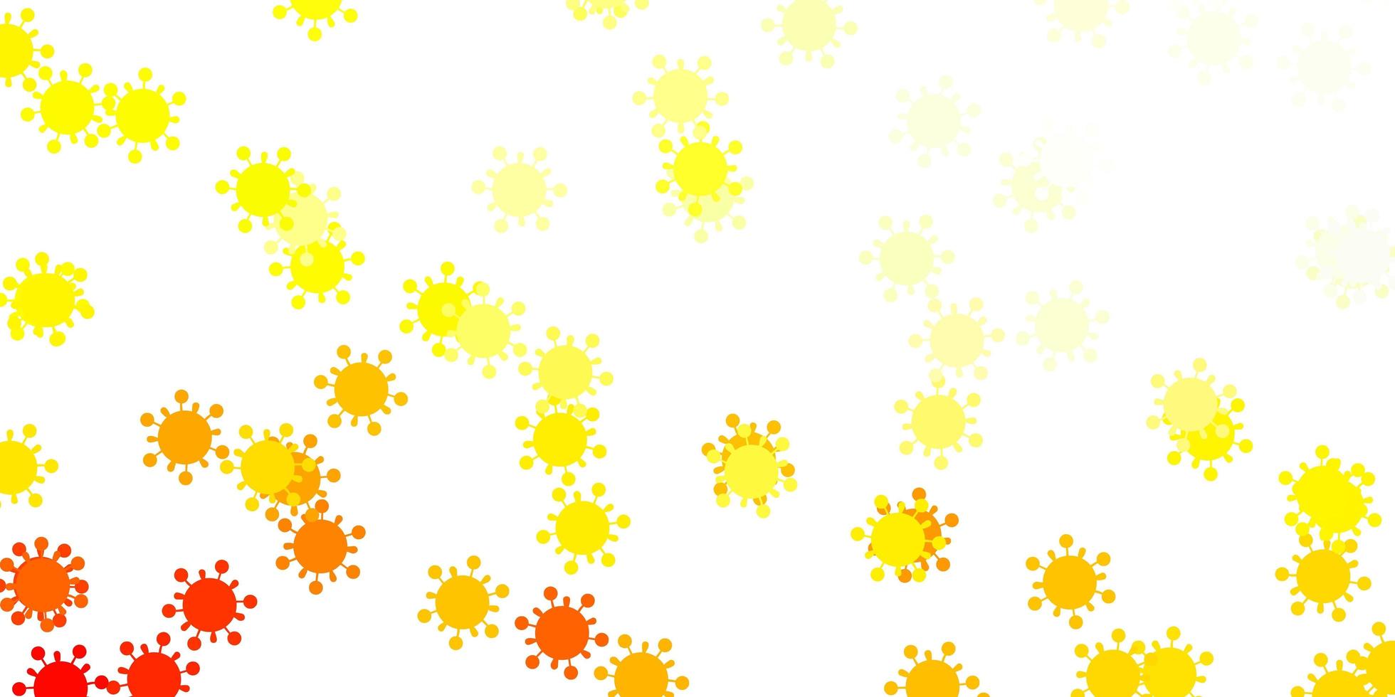 Light red, yellow vector pattern with coronavirus elements.