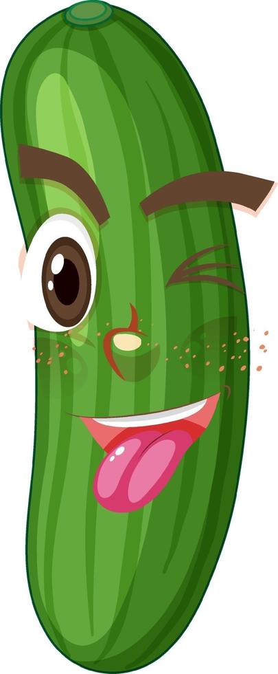 personaje de dibujos animados de pepino con expresión facial vector