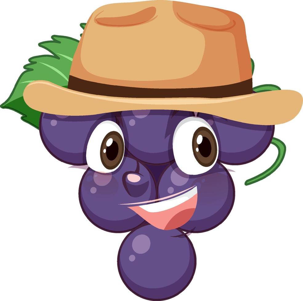 Grape cartoon character with facial expression vector