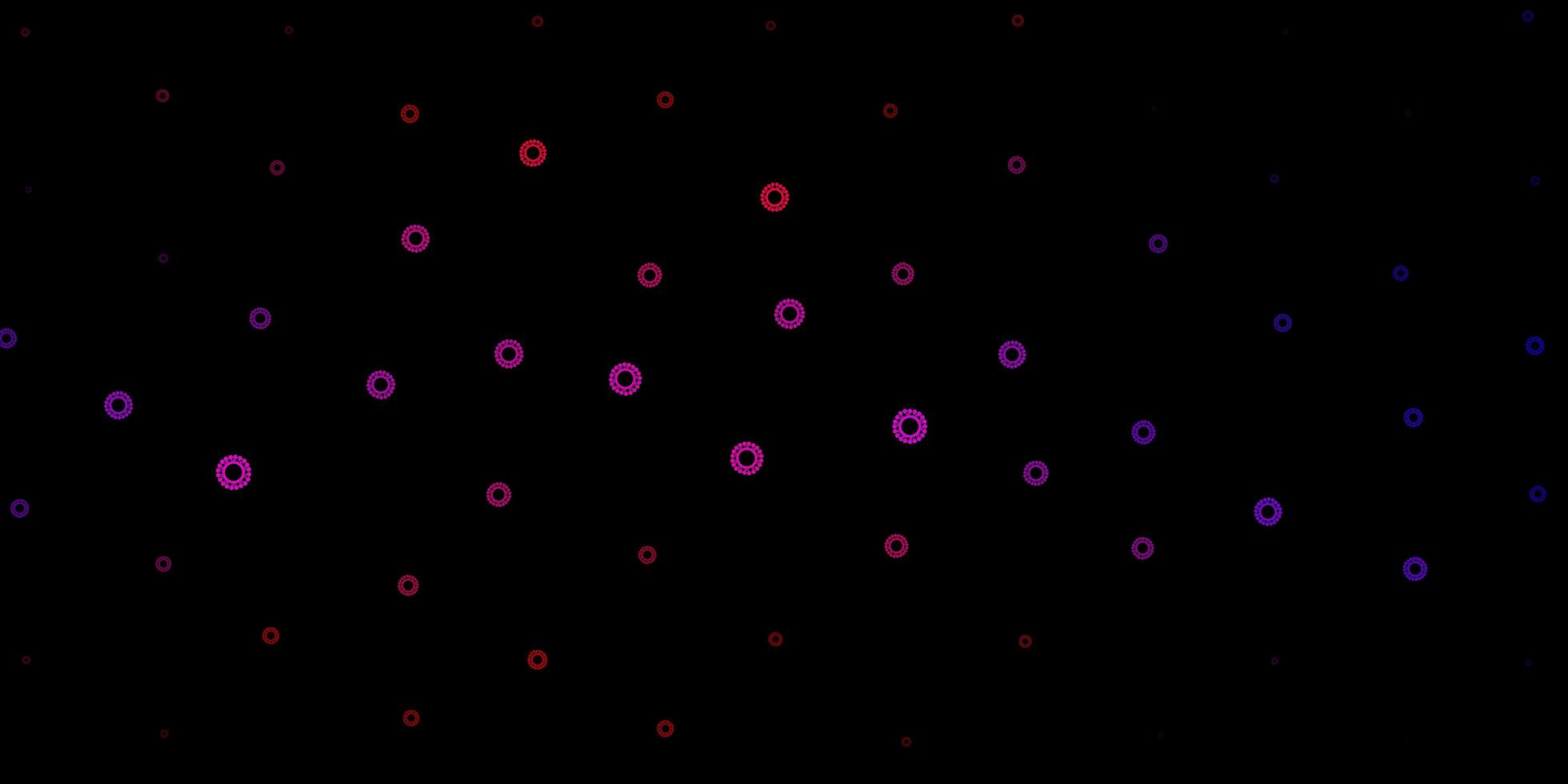 Dark blue, red vector pattern with coronavirus elements.