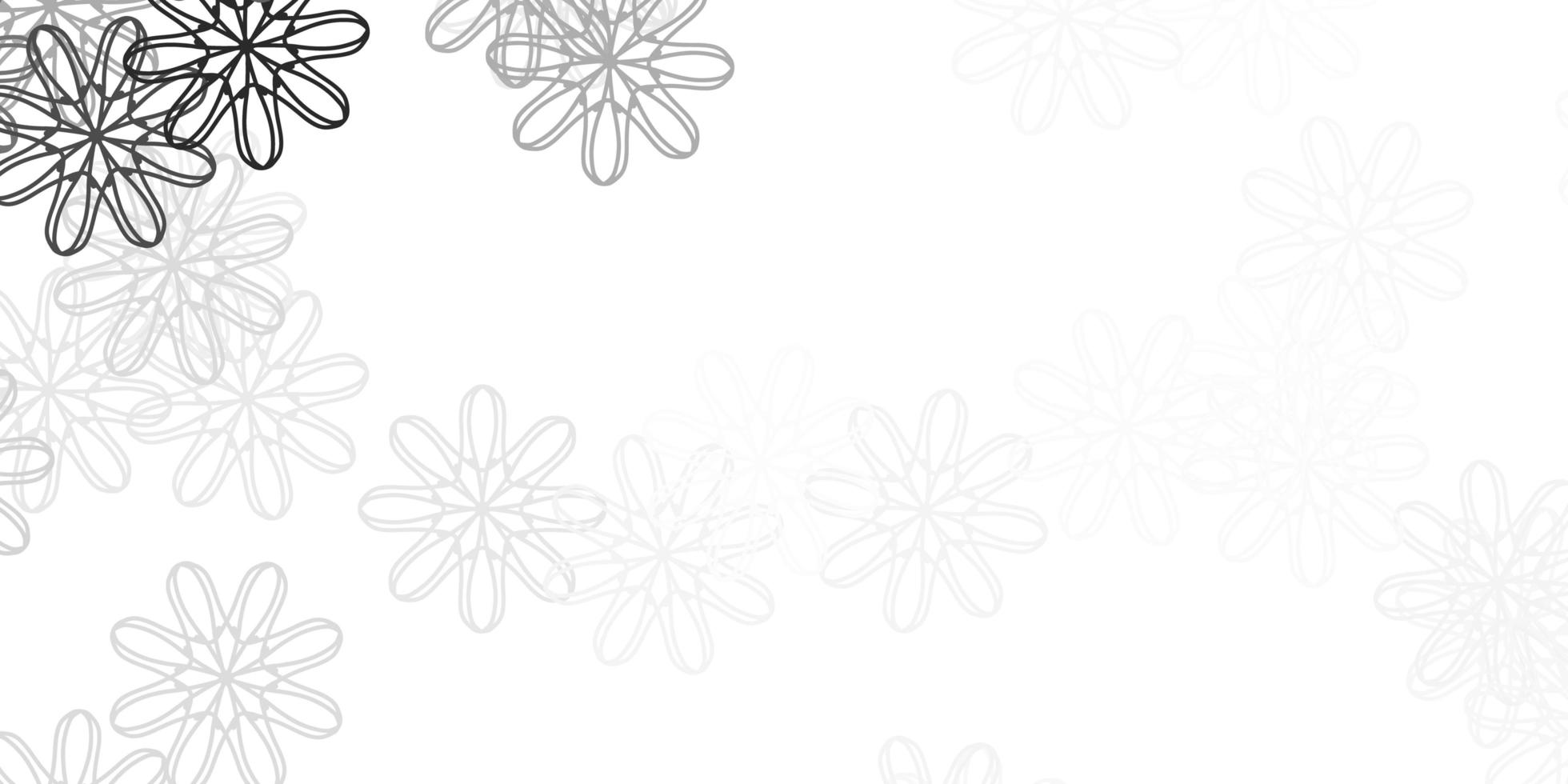 Fondo de doodle de vector gris claro con flores.