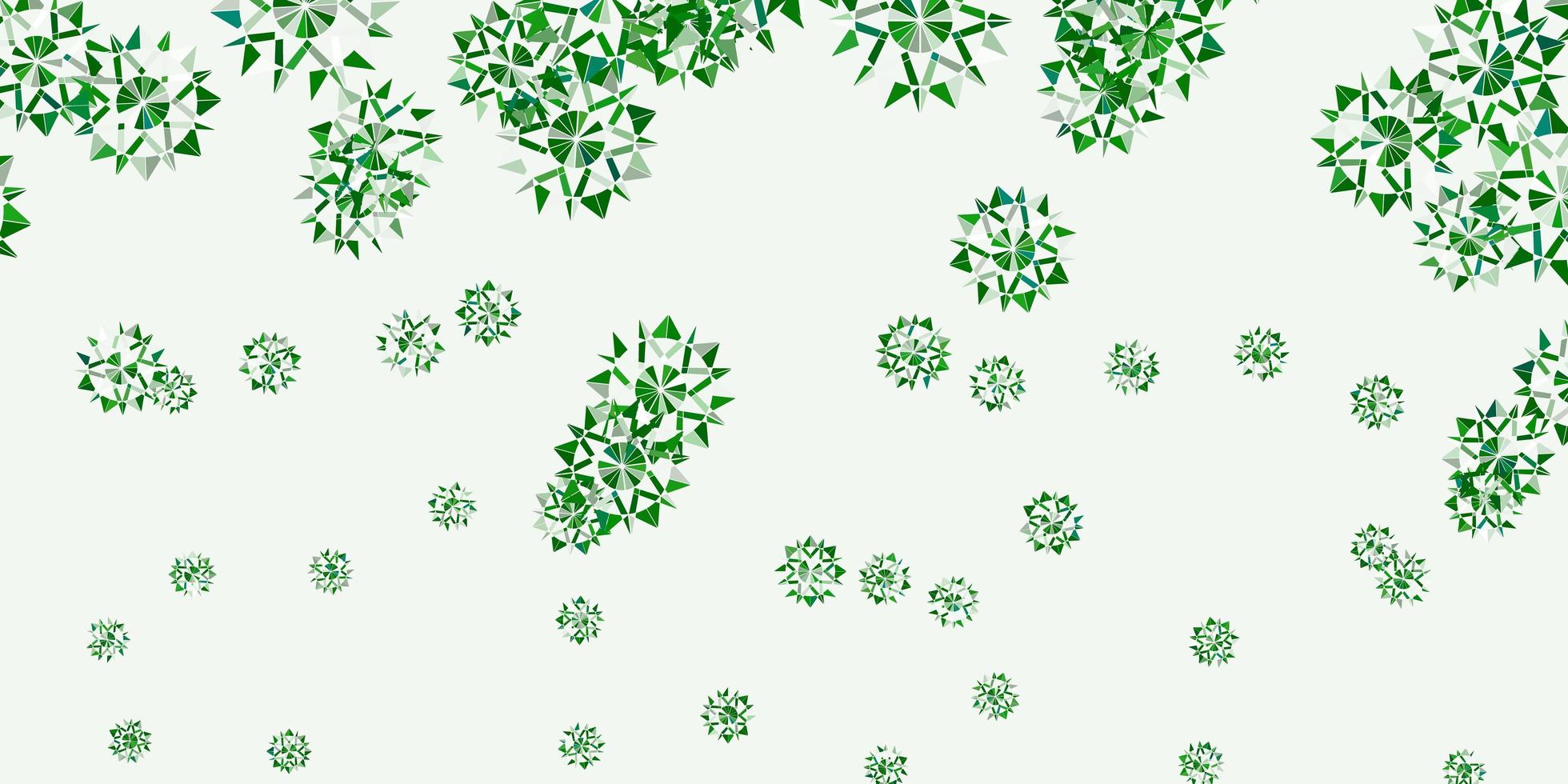 diseño de vector verde claro con hermosos copos de nieve.