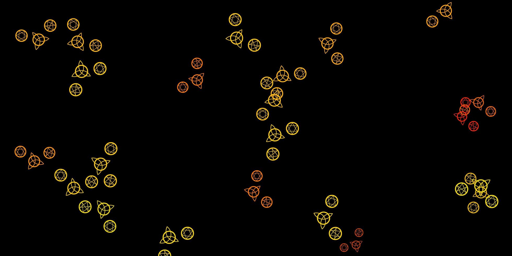 Dark Yellow vector backdrop with mystery symbols.