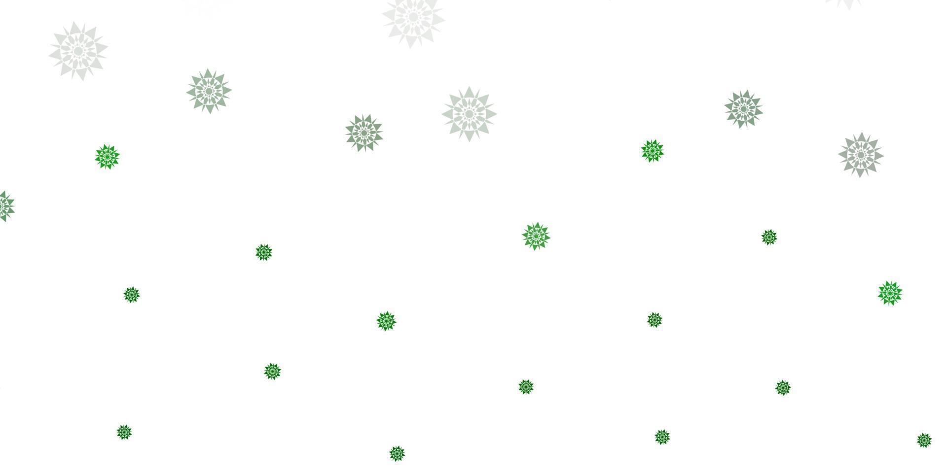 diseño de vector verde claro con hermosos copos de nieve.