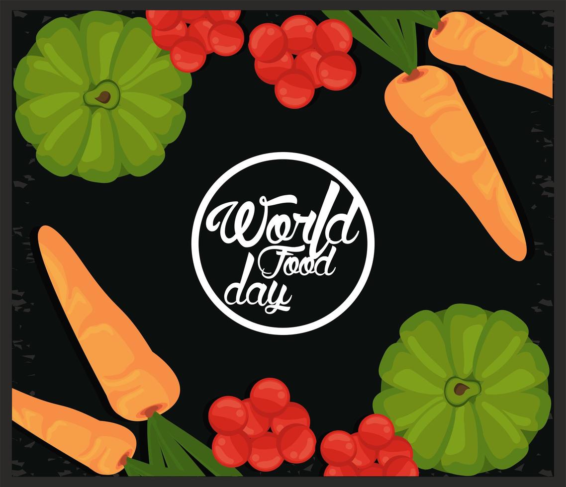 world food day circular frame with vegetables in black background vector