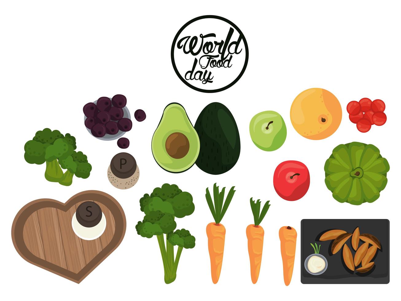 world food day poster with vegetables in white background vector