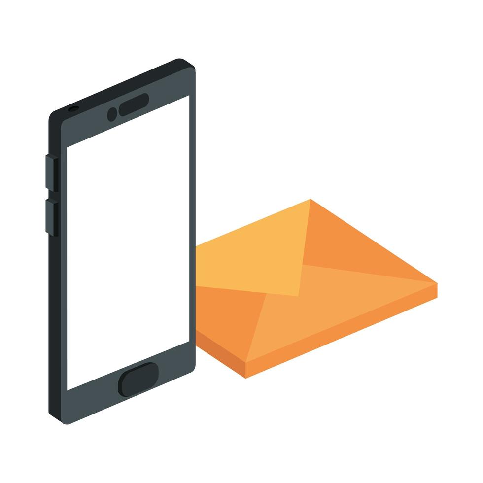 envelope mail with smarttphone isolated icon vector