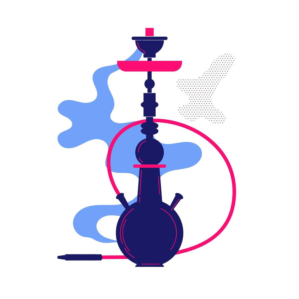 Hookah with smoke stylized flat illustration vector