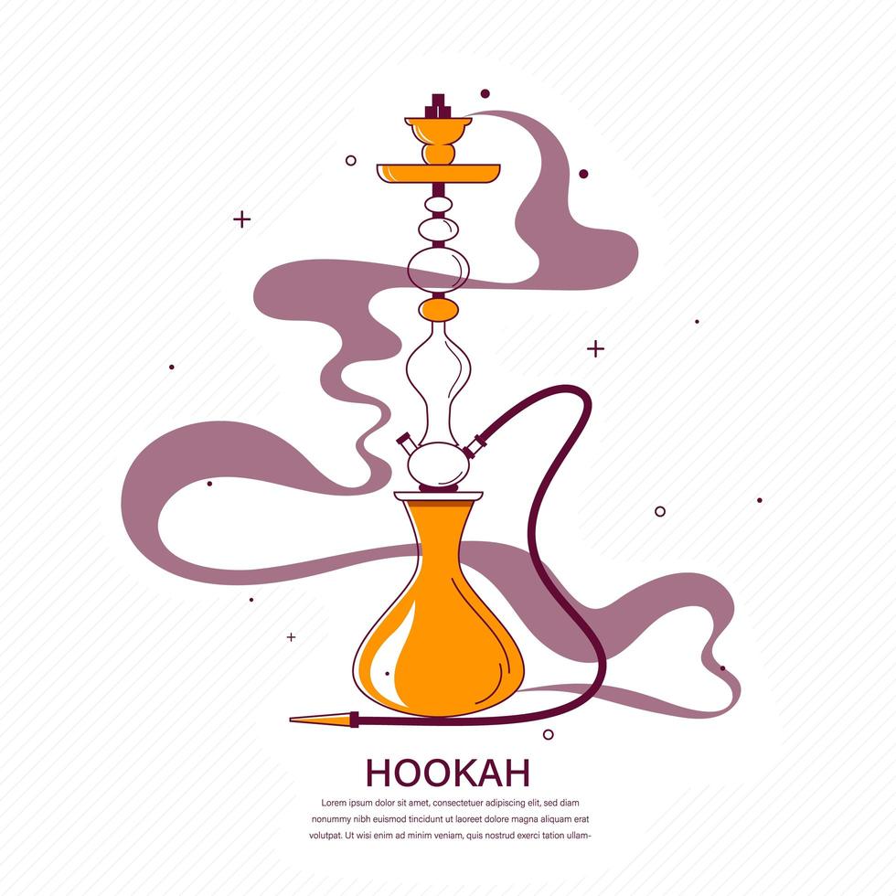 Hookah with smoke stylized flat illustration vector