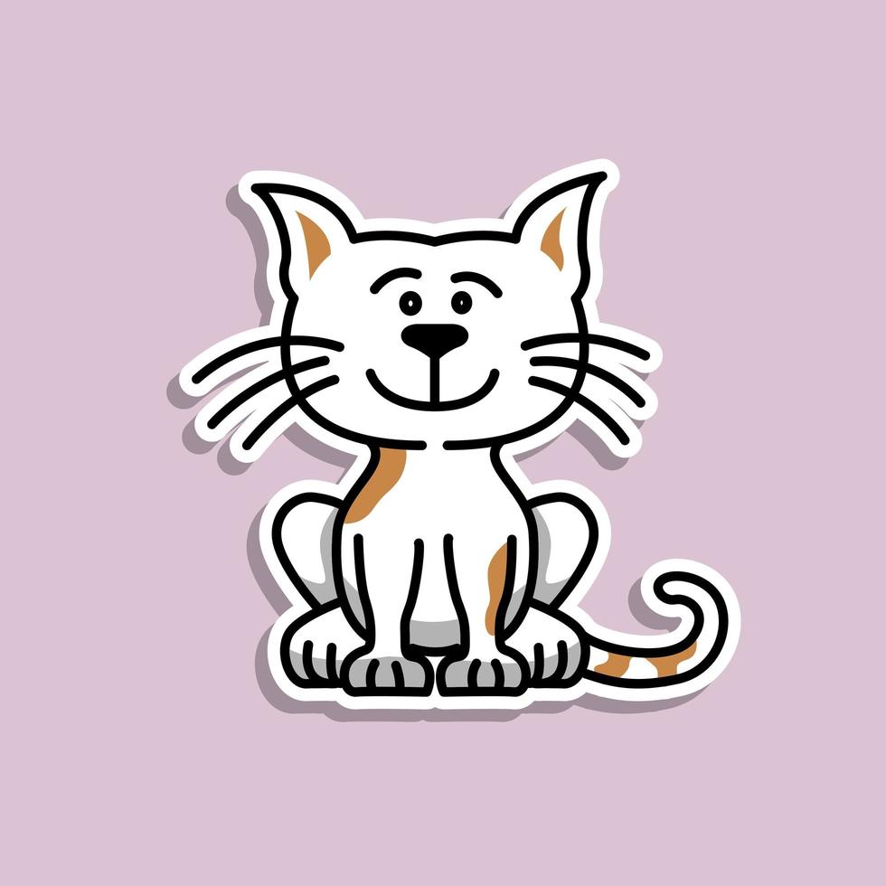 Cute Animal Cat sticker design vector