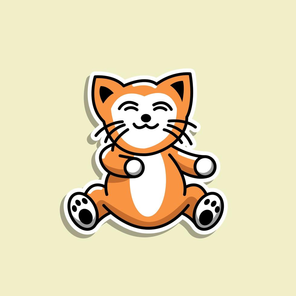 Cute Animal Cat sticker Illustrator design vector