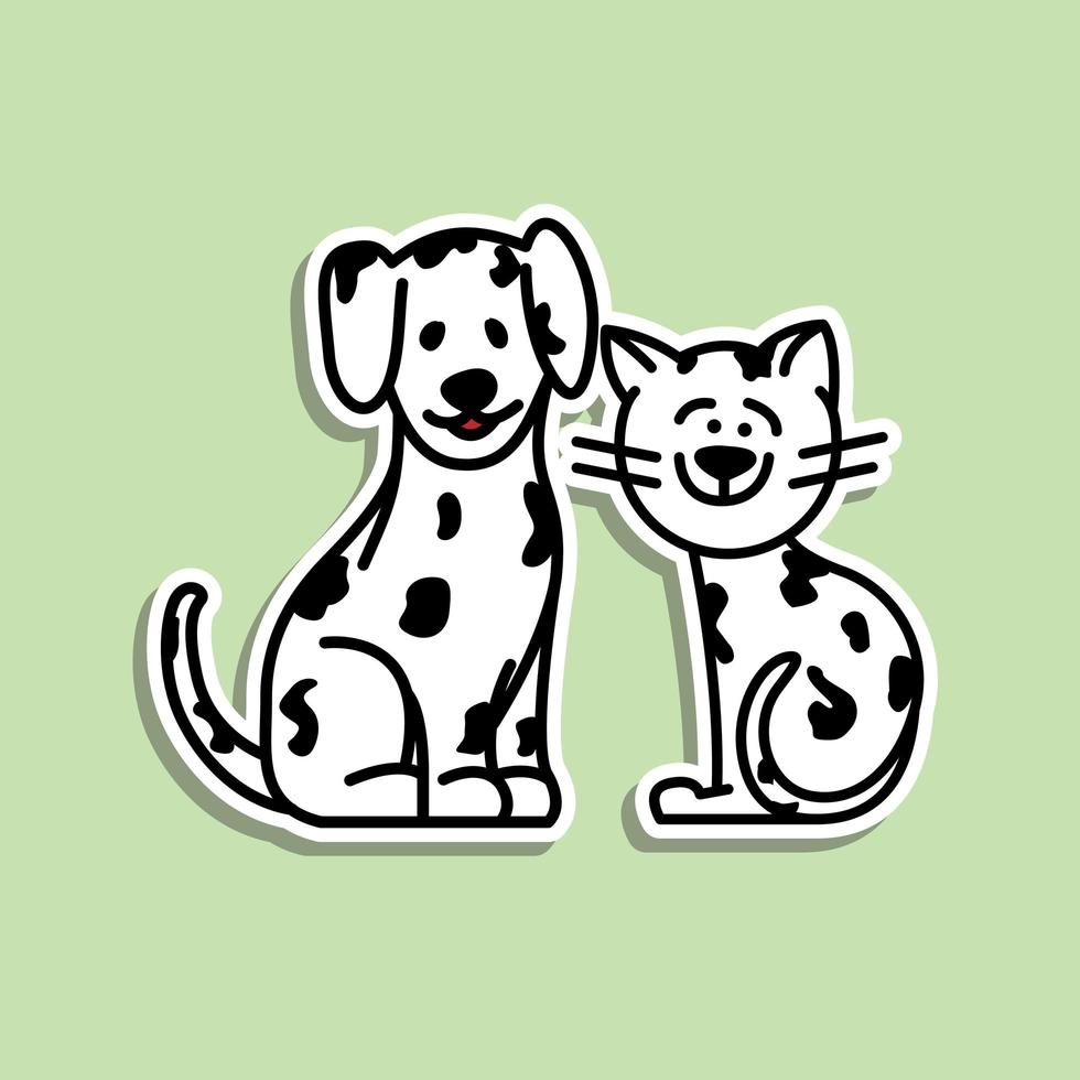 Cute Animal Cat and dog sticker design vector