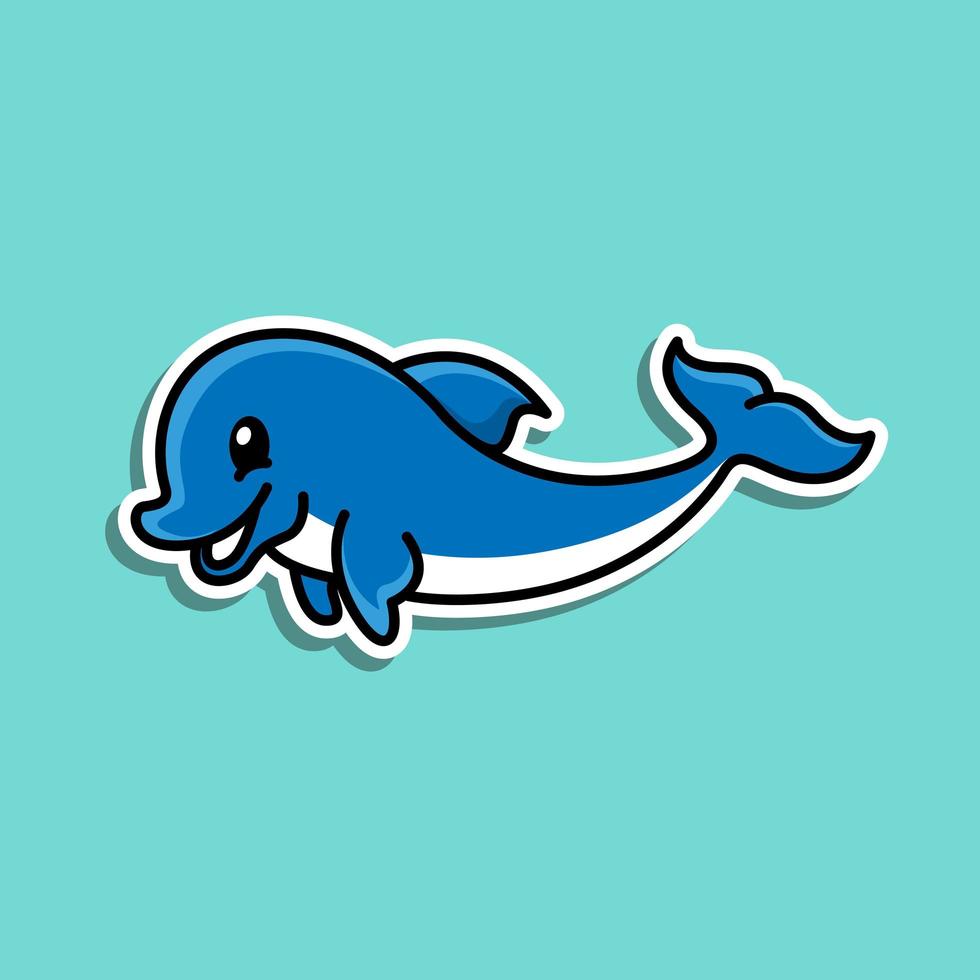 Cute Animal Dolphin sticker design vector