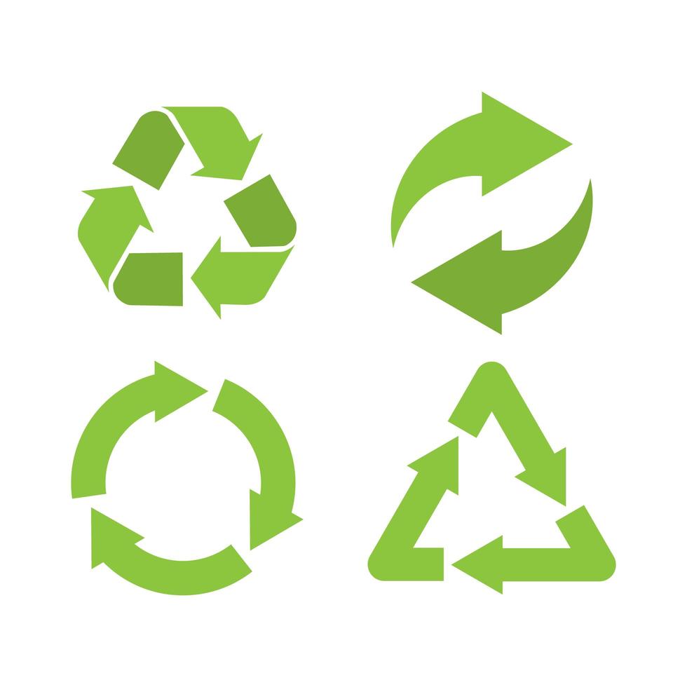 Green recycle icon set vector