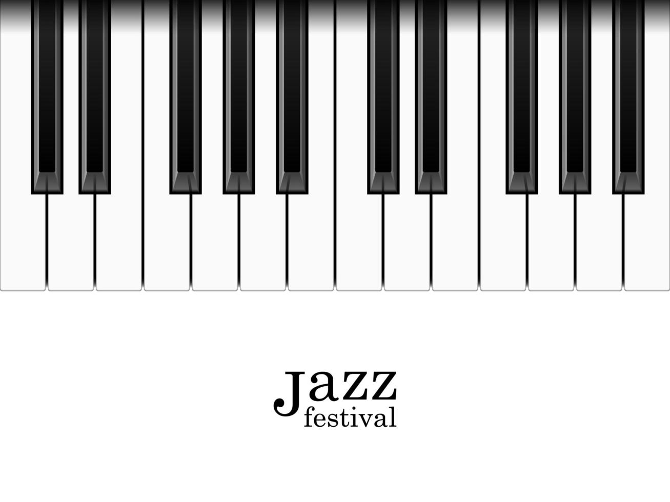 teclas de piano realistas y texto de festival de jazz. vector