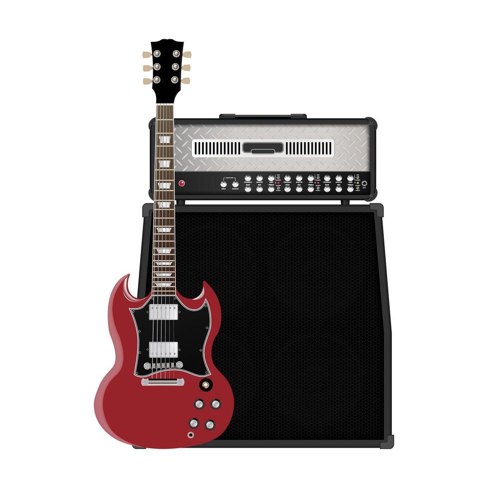 Guitar and amplifier vector