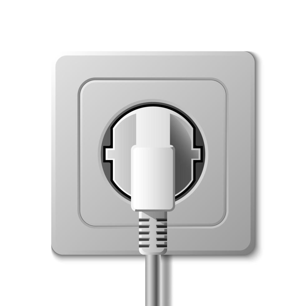 Realistic electric socket and plug on white background vector