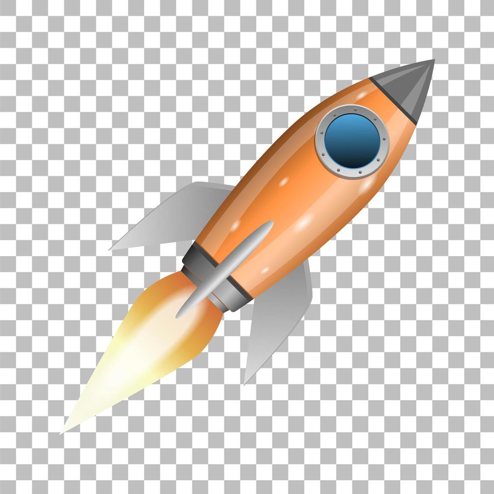 Orange rocket ship launch vector