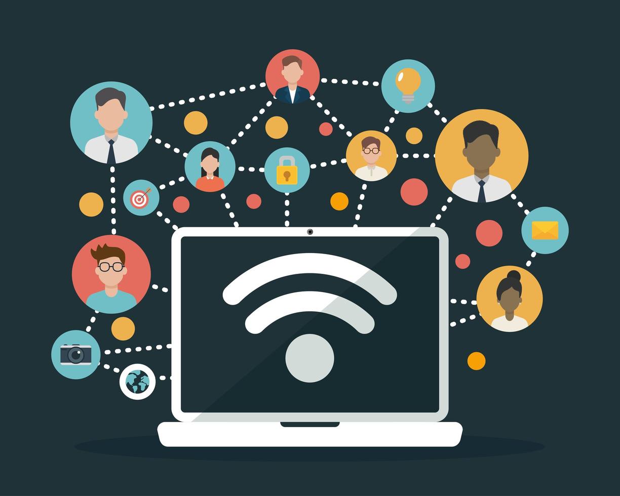 social network media flat design vector