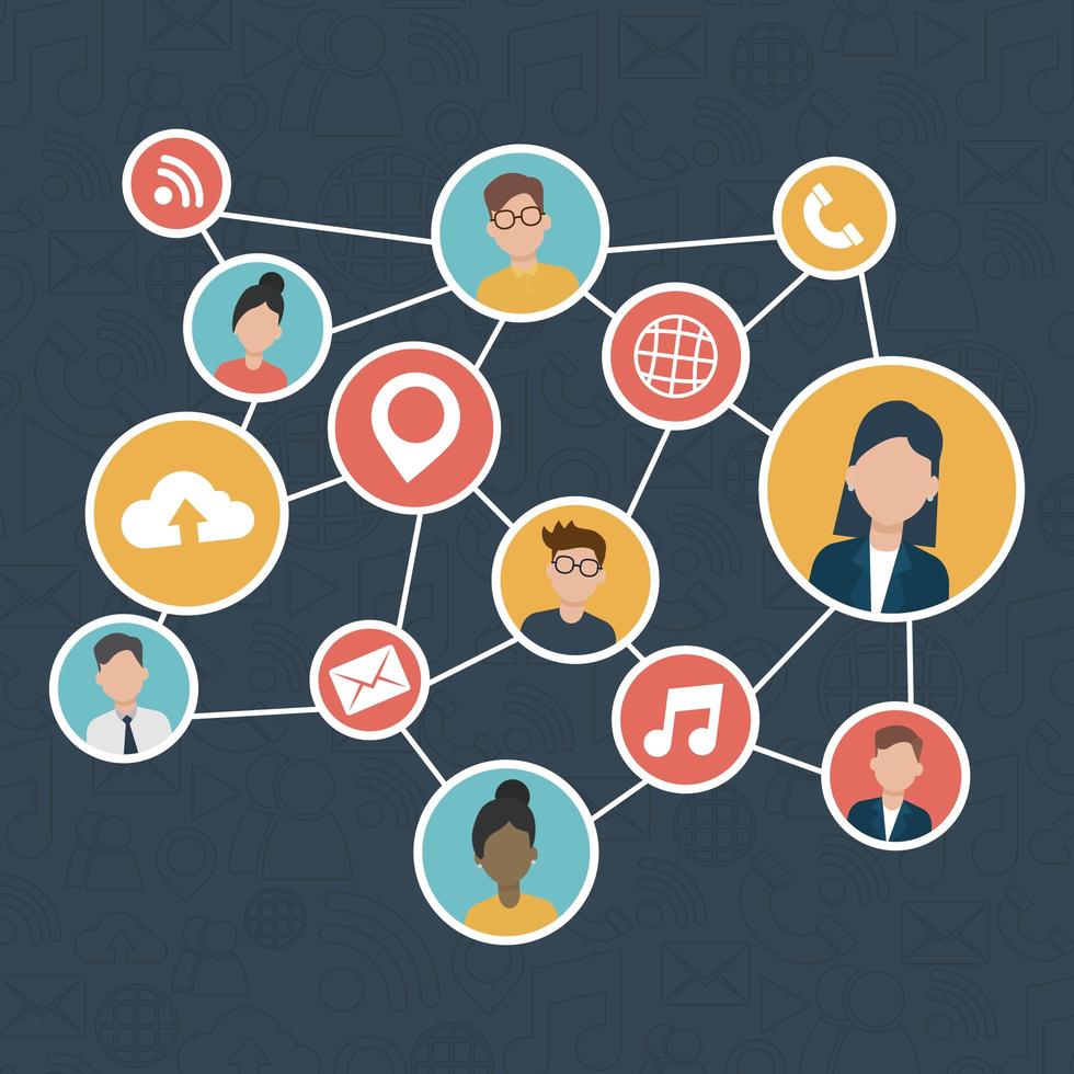 social network media flat design vector