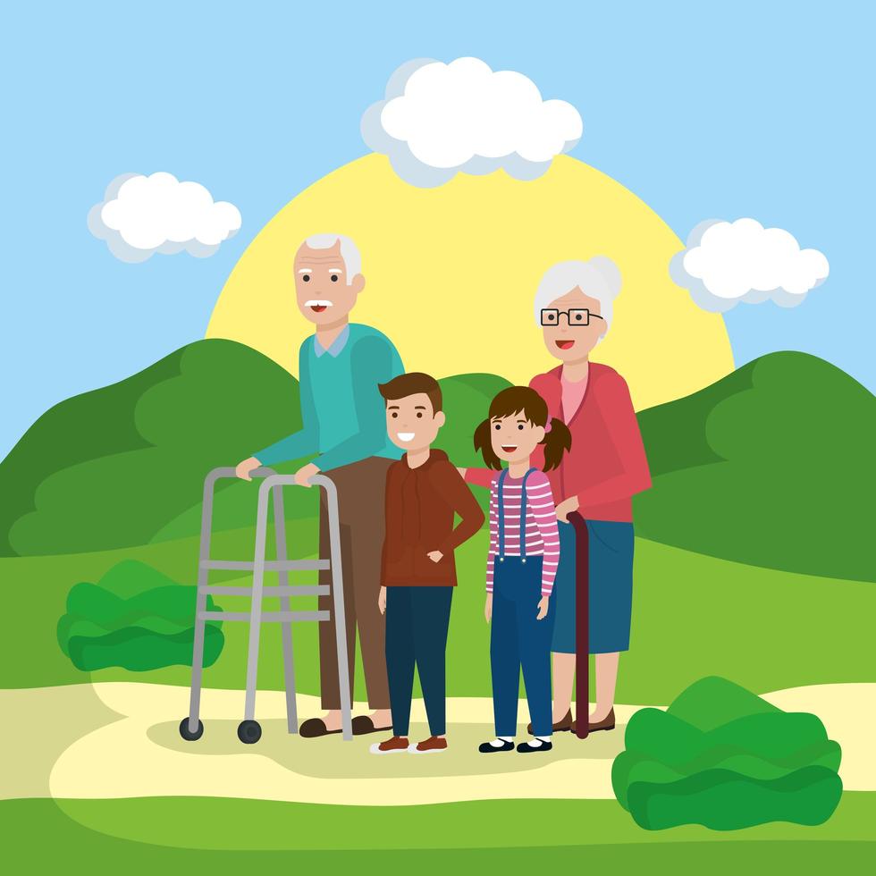 Family doing outdoors activities vector