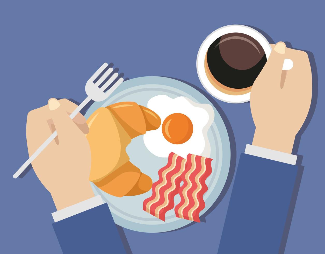 Cute breakfast table top view vector