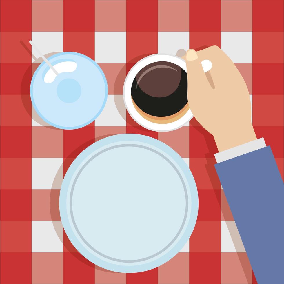 Cute breakfast table top view vector