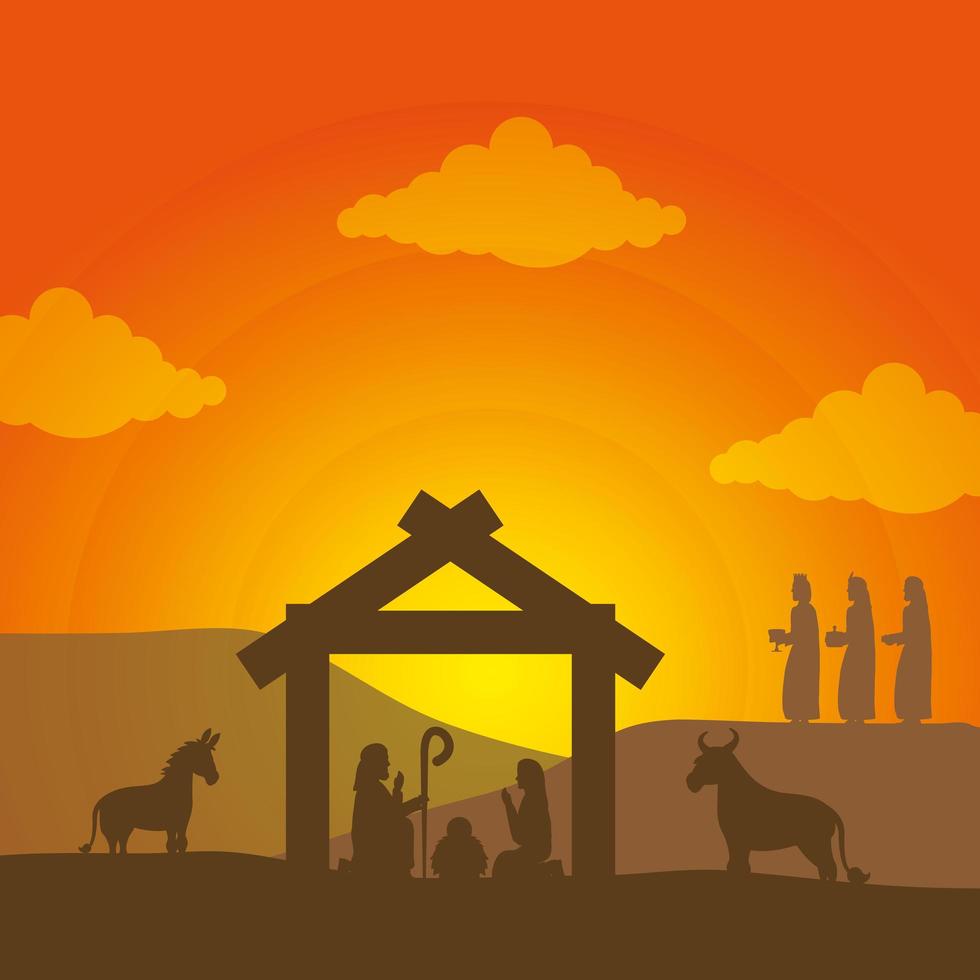 Epiphany of Jesus scene vector