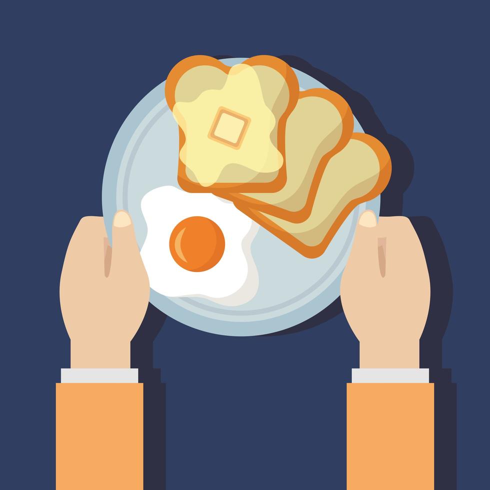 Cute breakfast table top view vector