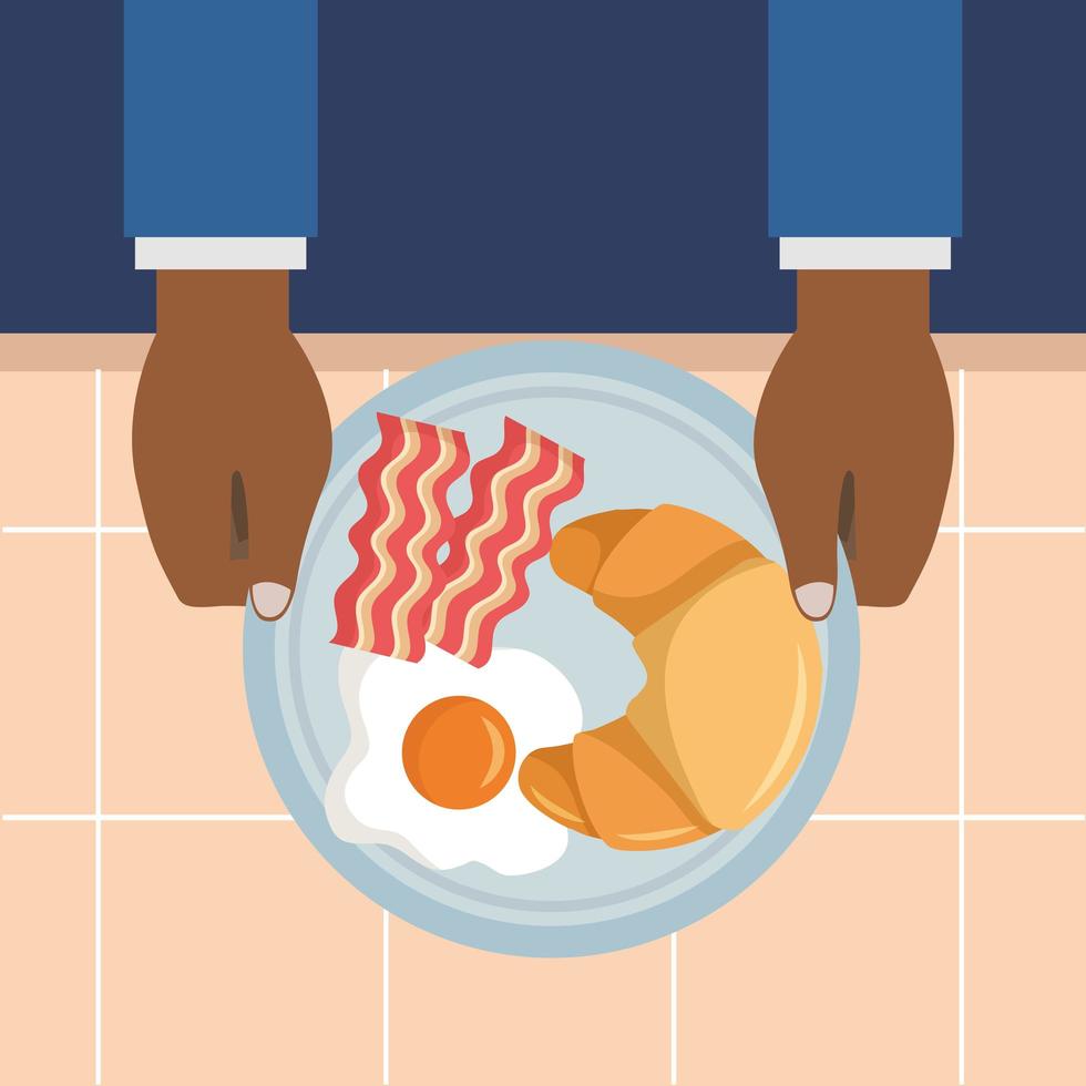 Cute breakfast table top view vector