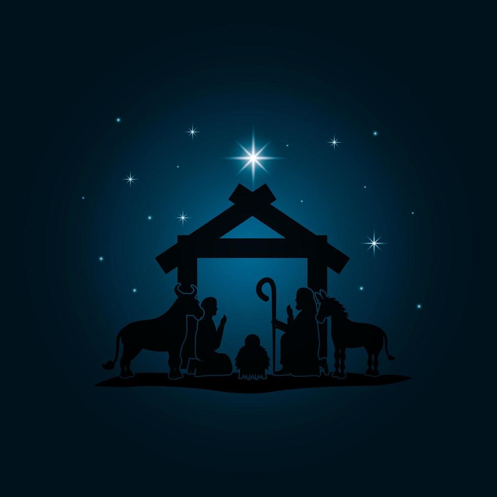 Epiphany of Jesus, sacred family in a manger vector