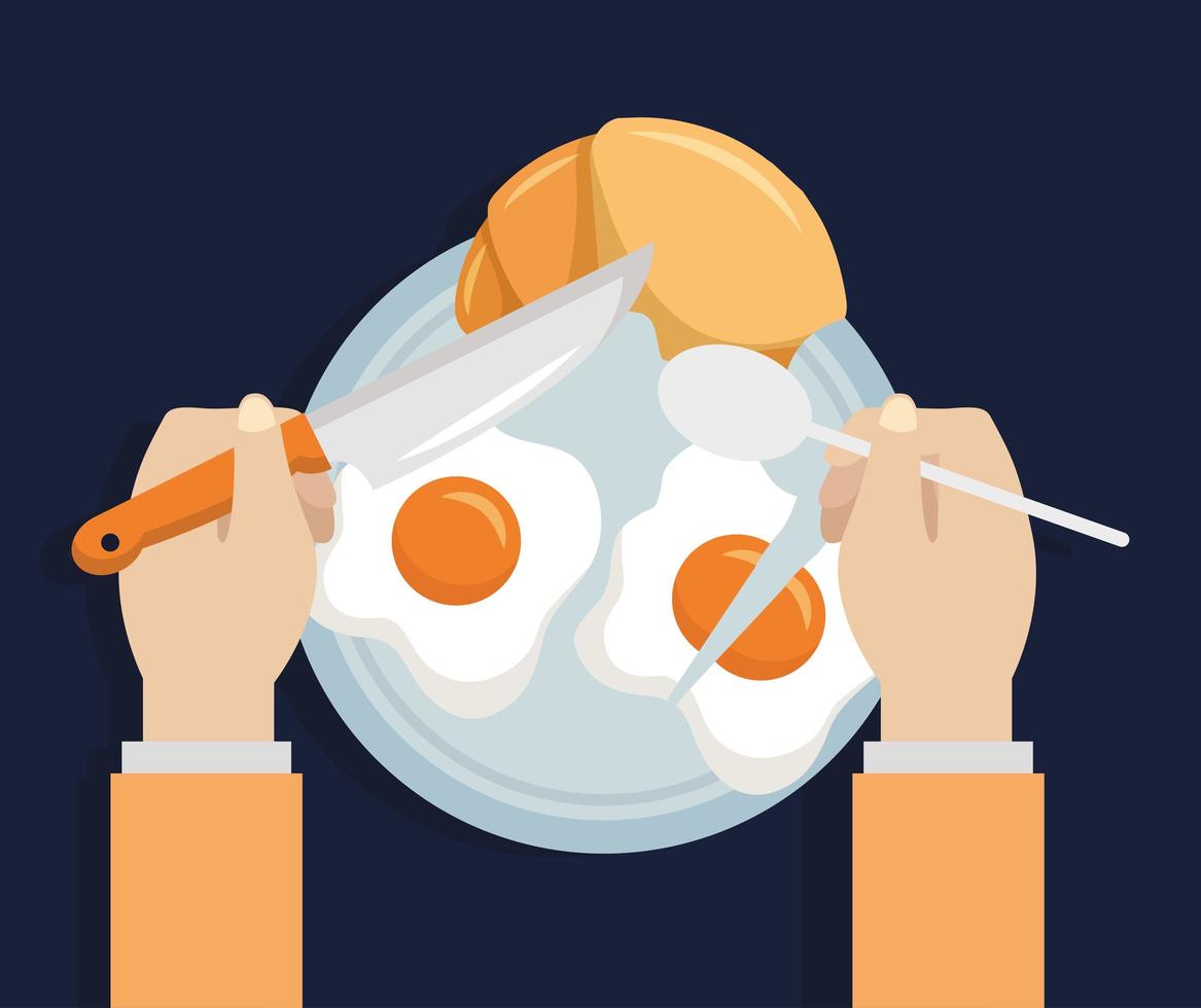 Cute breakfast table top view vector